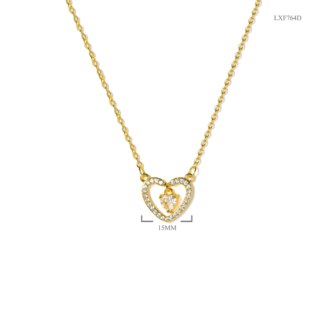 The Heart – 18K Gold Plated Heart Shaped Necklace with Diamond, Hypoallergenic & Non Tarnish
