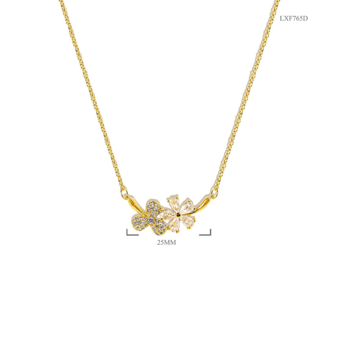 The Jasmine – 18K Gold Plated Gold Floral Necklace for Women, Hypoallergenic & Non Tarnish