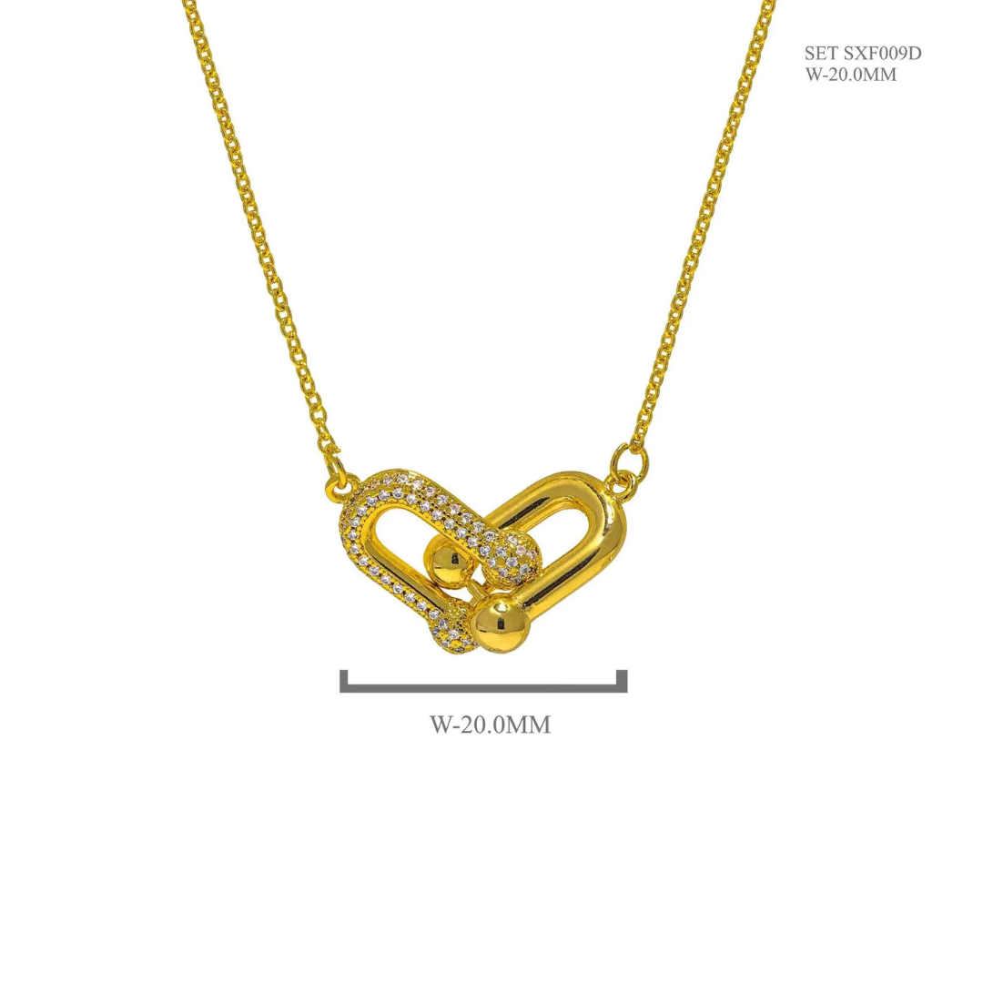 The Link – 18K Gold Plated Interlocking Chain Necklace with Pavé Detail, Non Tarnish & Hypoallergenic