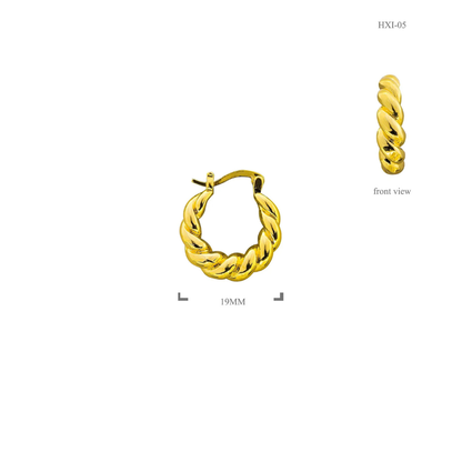 The Crescent – 18K Gold Plated Twisted Chunky Hoop Earrings, Hypoallergenic, Non Tarnish & Non Fade