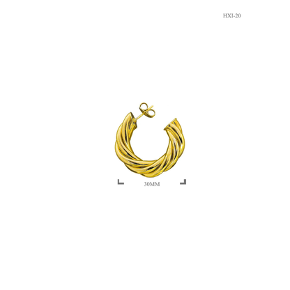 The Twine – 18K Gold Plated Semi Circle Twisted Cord Hoop Earrings, Hypoallergenic, Non Tarnish & Non Fade