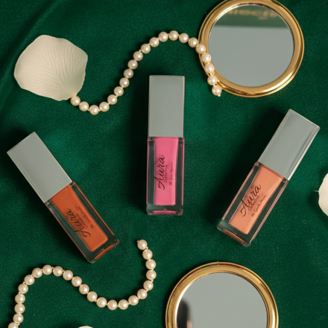 Aura Collective Powdery Matte Liptints – Lightweight Gel Matte Lip Tint with Mirror Cap (5ML, Long Lasting)