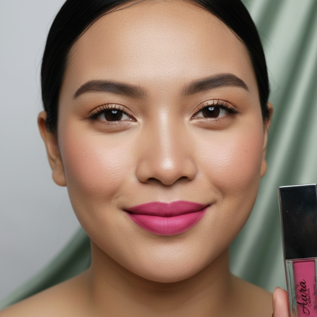 Aura Collective Powdery Matte Liptints – Lightweight Gel Matte Lip Tint with Mirror Cap (5ML, Long Lasting)